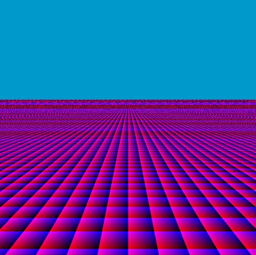 Drawing the fractional part of the floor surface position as a color (x-z) values.