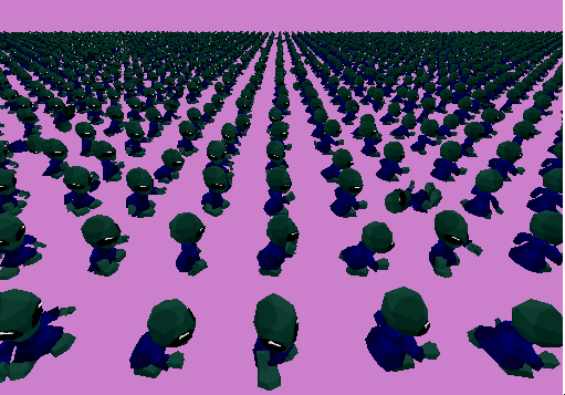 animated md2 characters instanced 50 thousand of them