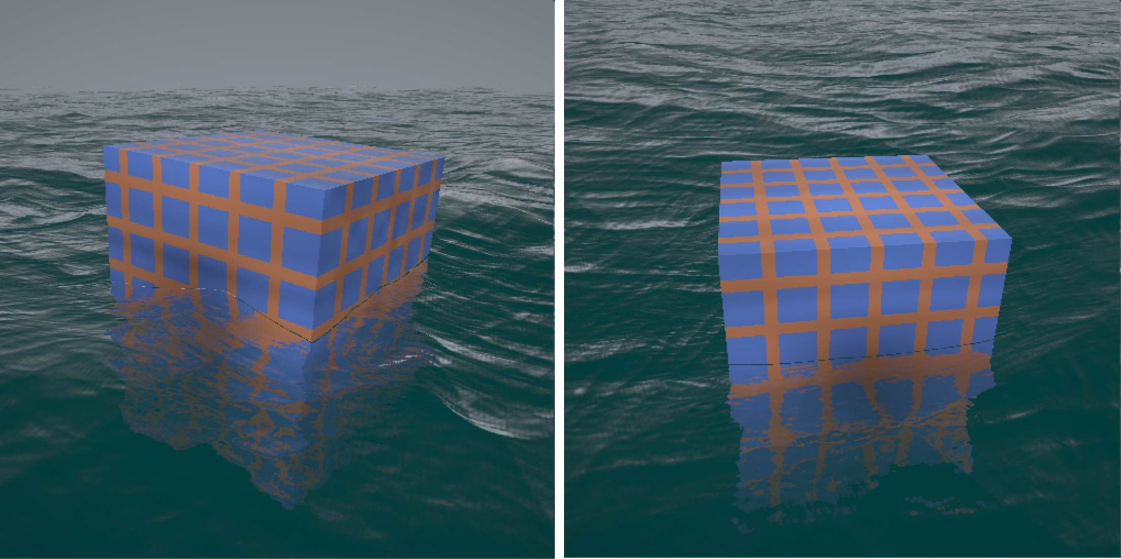 The output for the example water simulation.