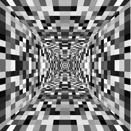 Scale the squares so they shrink away into the distance (at the middle).