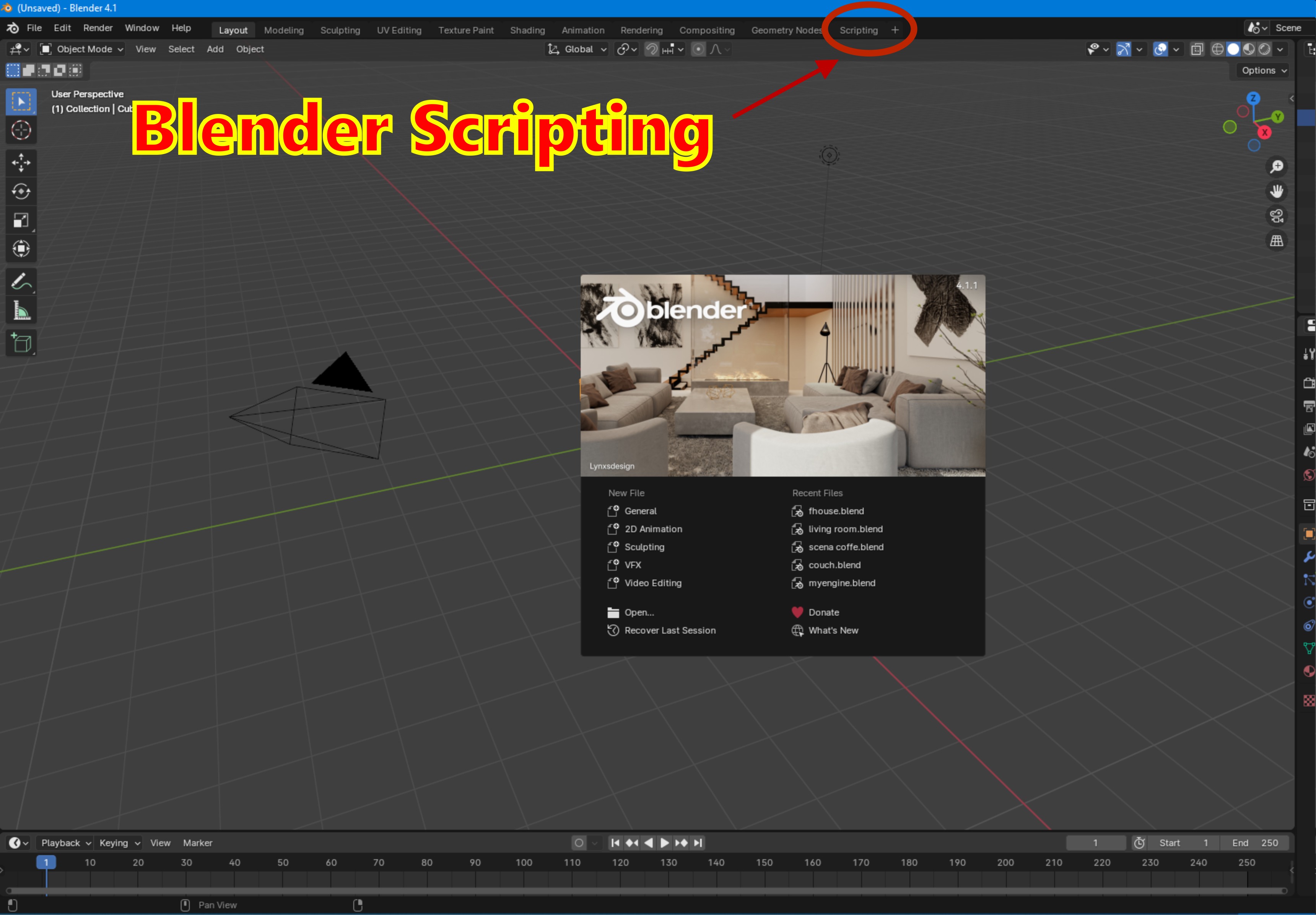 Scripting button is easy to find in Blender - it