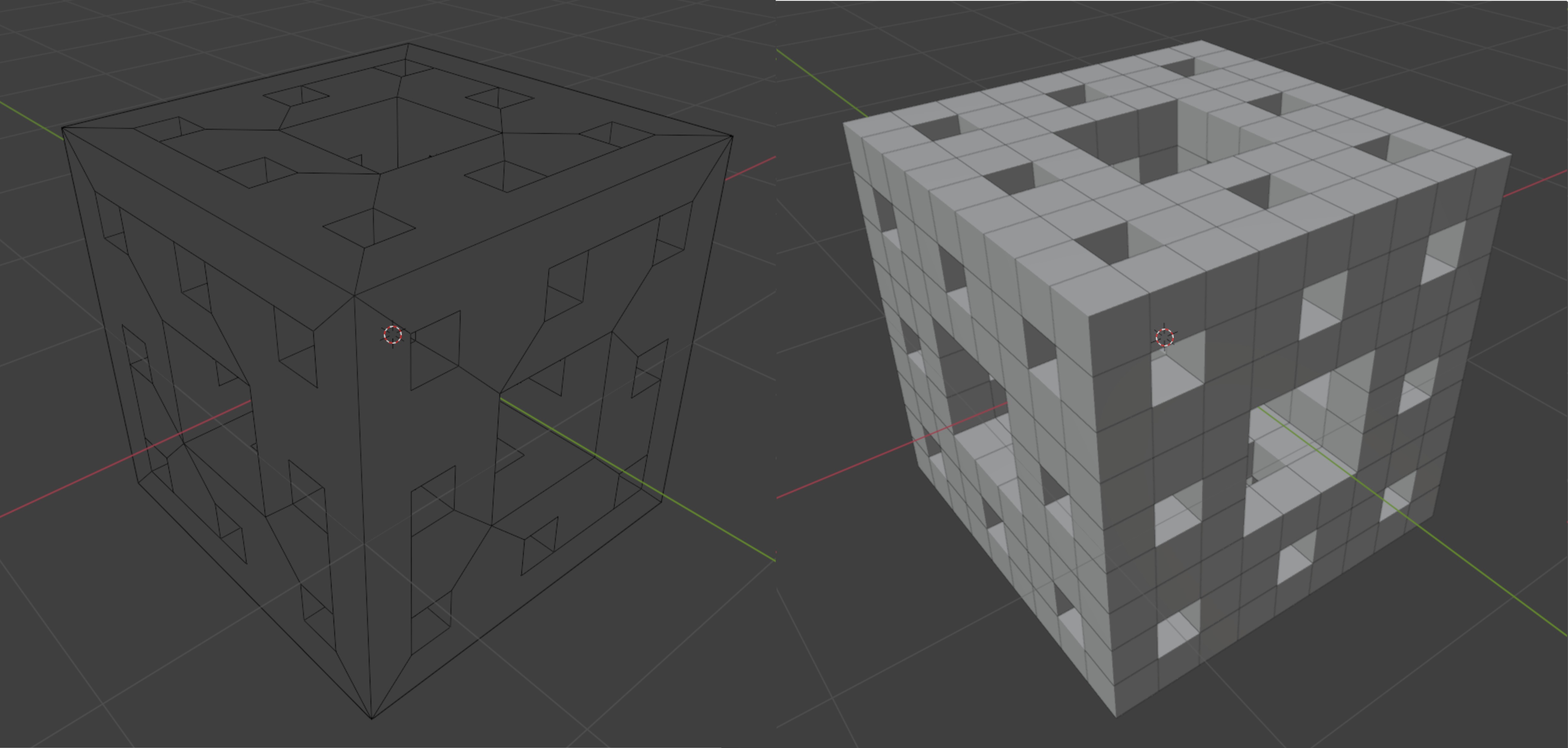 View the boolean version and the mesh version side by side - you