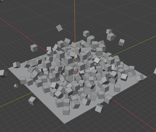 Falling Random Rigid Body Cubes